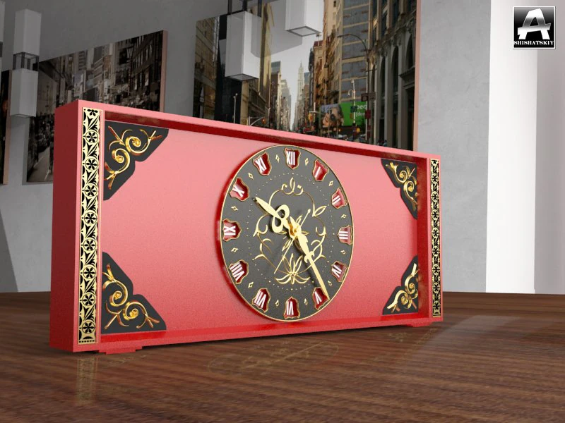 red watch with gold thread 3D Model .c4d .max .obj .3ds .fbx .stl .blend 