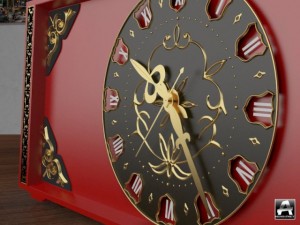 red watch with gold thread 3D 模型
