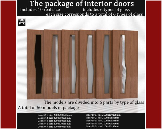 the package of interior doors Model 3D .c4d .max .obj .3ds .fbx .stl .blend 