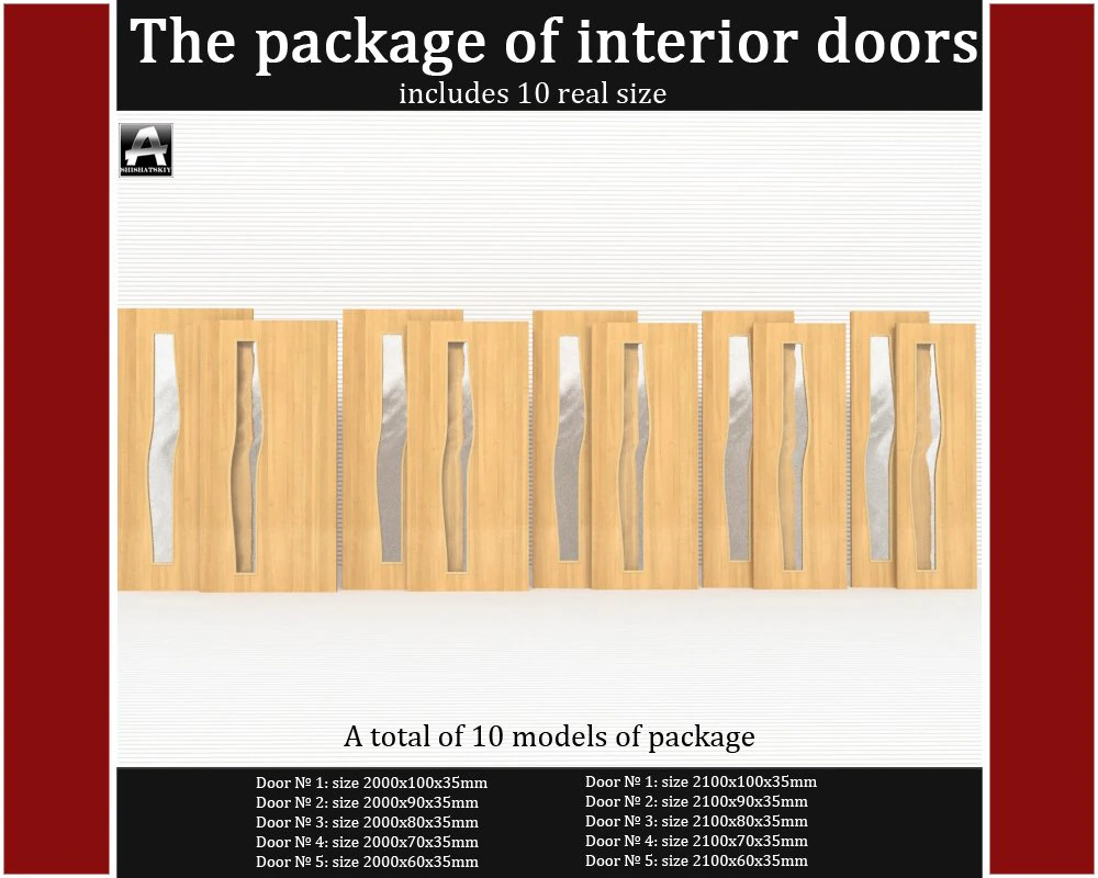 the package of interior doors 3D Model .c4d .max .obj .3ds .fbx .stl .blend 