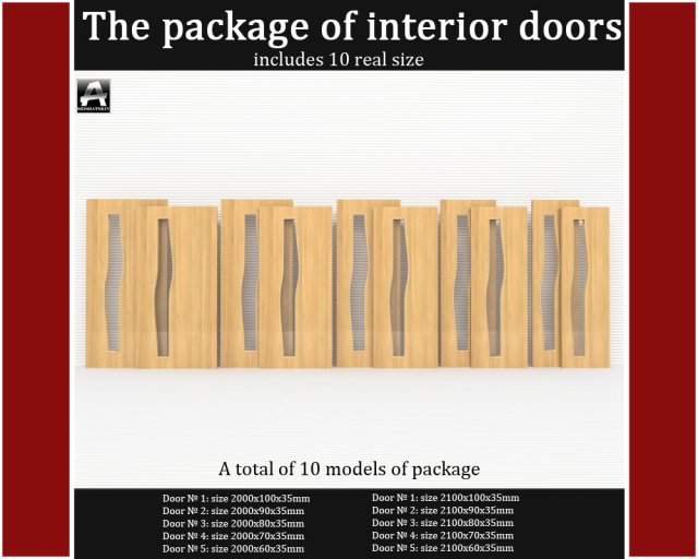 the package of interior doors Modelo 3D .c4d .max .obj .3ds .fbx .stl .blend
