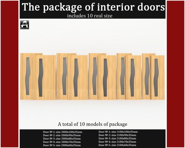 the package of interior doors 3D Модель .c4d .max .obj .3ds .fbx .stl .blend 
