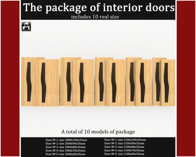 the package of interior doors 3D Model .c4d .max .obj .3ds .fbx .stl .blend 