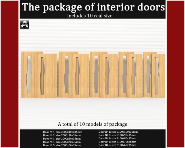 the package of interior doors Model 3D .c4d .max .obj .3ds .fbx .stl .blend 