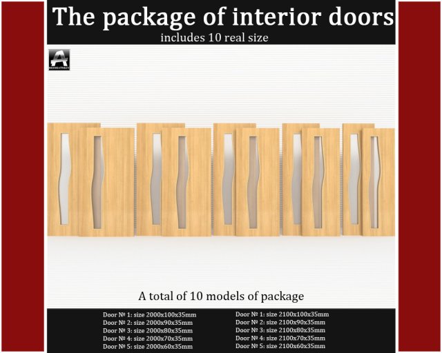 the package of interior doors Modello 3D .c4d .max .obj .3ds .fbx .stl .blend 