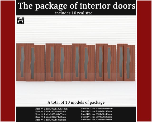 the package of interior doors 3D 모델 .c4d .max .obj .3ds .fbx .stl .blend 