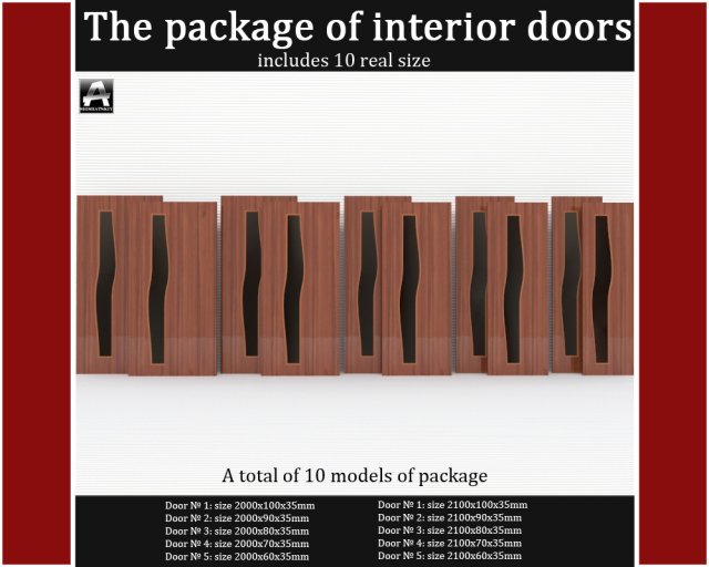 the package of interior doors 3D Model .c4d .max .obj .3ds .fbx .stl .blend 