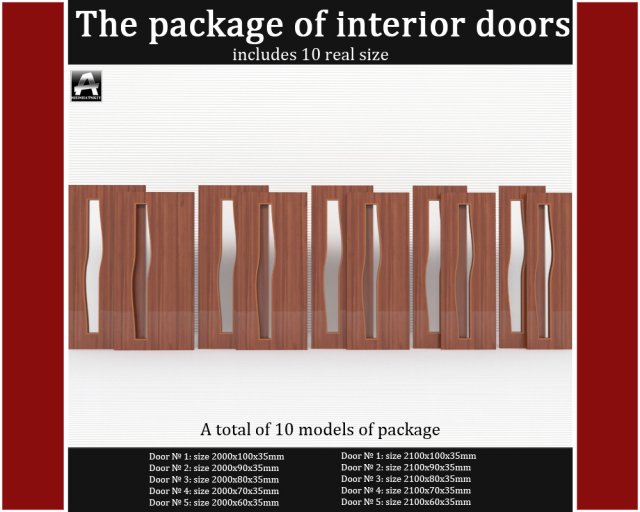 the package of interior doors 3D Модель .c4d .max .obj .3ds .fbx .stl .blend 