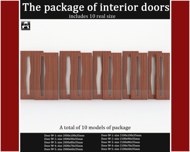 the package of interior doors 3D 模型 .c4d .max .obj .3ds .fbx .stl .blend 