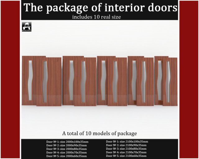 the package of interior doors Modello 3D .c4d .max .obj .3ds .fbx .stl .blend 