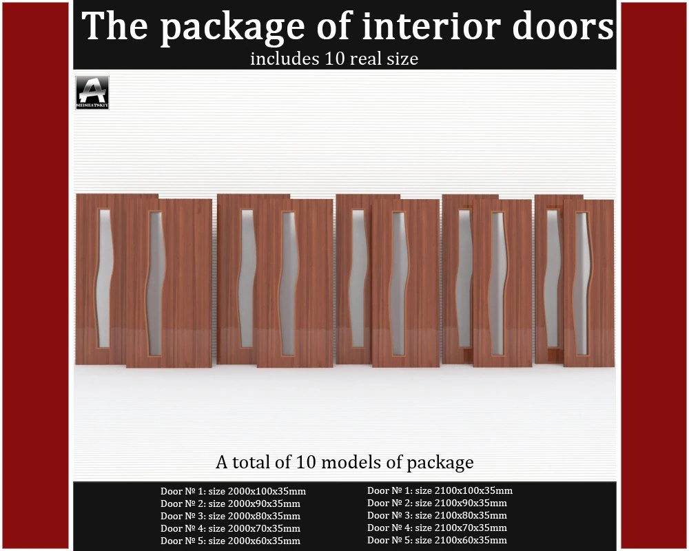 the package of interior doors 3D Model .c4d .max .obj .3ds .fbx .stl .blend 