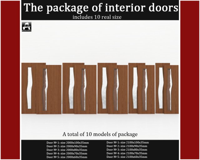 the package of interior doors 3D Model .c4d .max .obj .3ds .fbx .stl .blend 