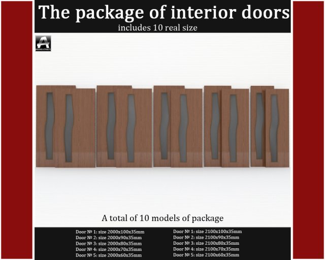 the package of interior doors 3D Modell .c4d .max .obj .3ds .fbx .stl .blend