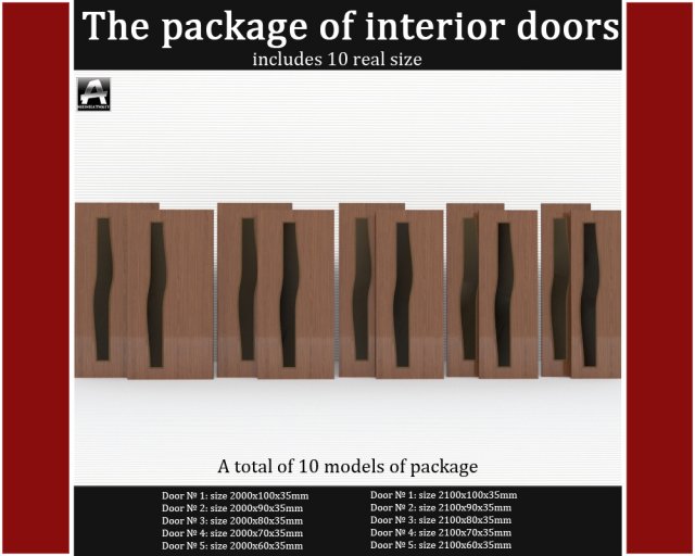 the package of interior doors Model 3D .c4d .max .obj .3ds .fbx .stl .blend 