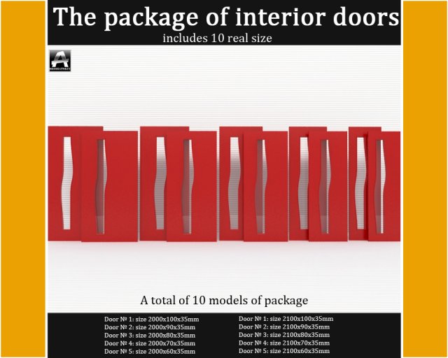 the package of interior doors 3D Модель .c4d .max .obj .3ds .fbx .stl .blend 