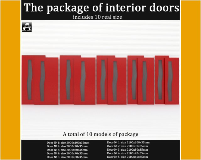 the package of interior doors 3D Модель .c4d .max .obj .3ds .fbx .stl .blend 
