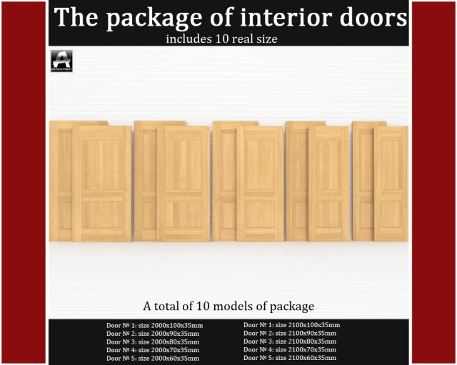 the package of classic interior doors 3D Model .c4d .max .obj .3ds .fbx .stl .blend 