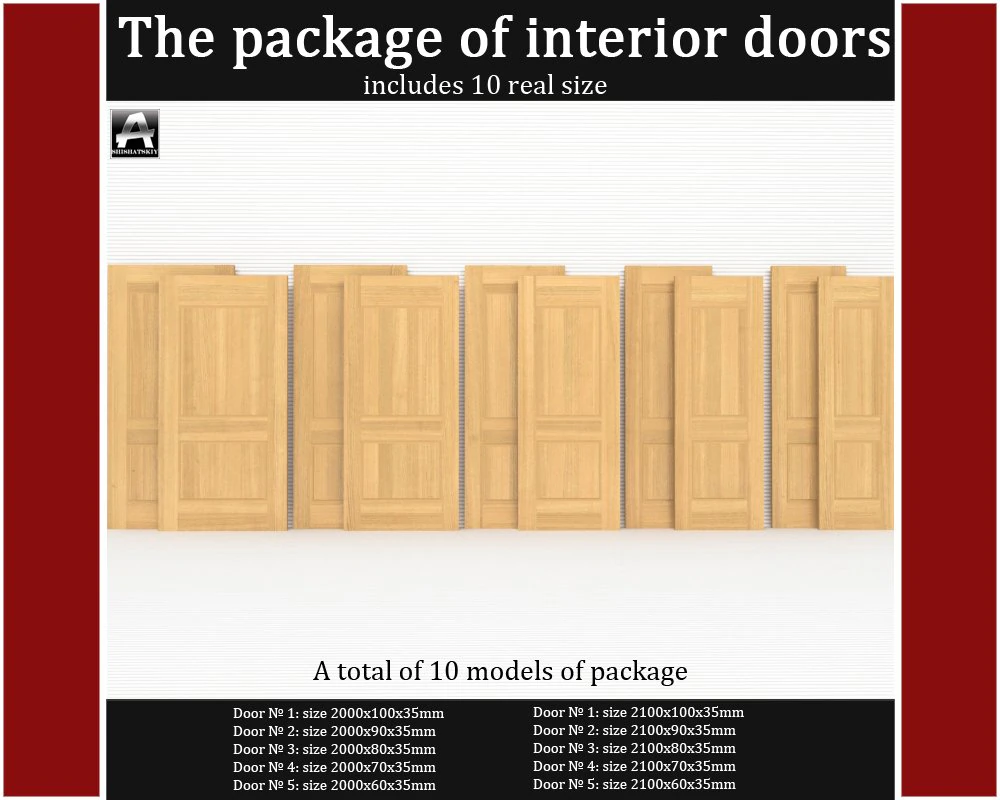 the package of classic interior doors 3D Model .c4d .max .obj .3ds .fbx .stl .blend