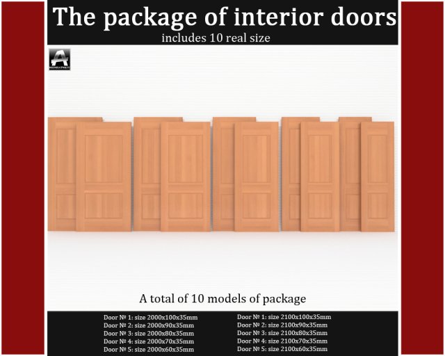 the package of classic interior doors Model 3D .c4d .max .obj .3ds .fbx .stl .blend 