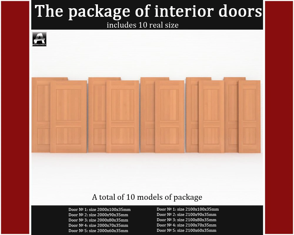 the package of classic interior doors 3D Model .c4d .max .obj .3ds .fbx .stl .blend 
