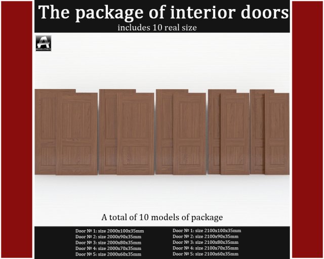 the package of classic interior doors 3D Model .c4d .max .obj .3ds .fbx .stl .blend 