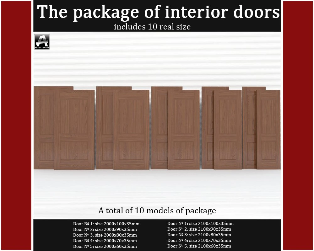 the package of classic interior doors 3D Model .c4d .max .obj .3ds .fbx .stl .blend 