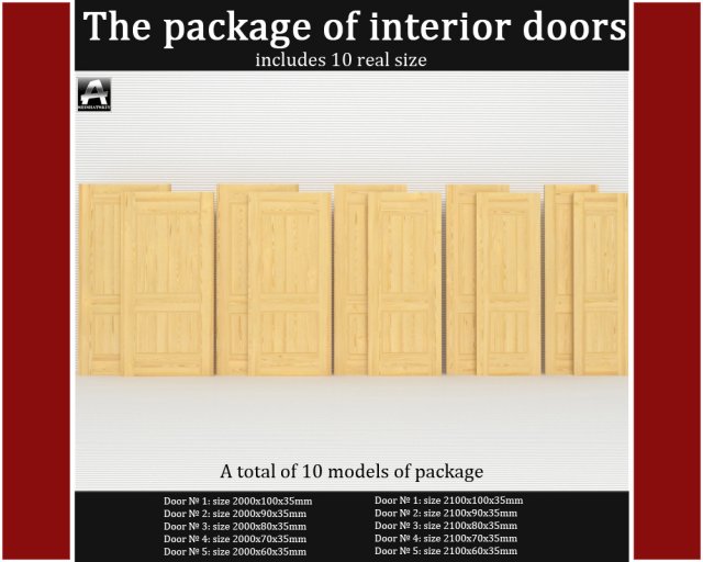 the package of classic interior doors 3D Model .c4d .max .obj .3ds .fbx .stl .blend 