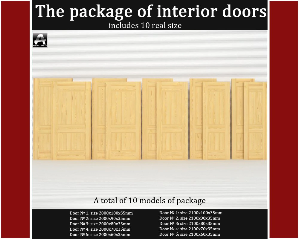 the package of classic interior doors 3D Model .c4d .max .obj .3ds .fbx .stl .blend 