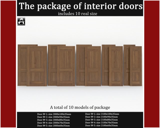 the package of classic interior doors 3D-Modell .c4d .max .obj .3ds .fbx .stl .blend 