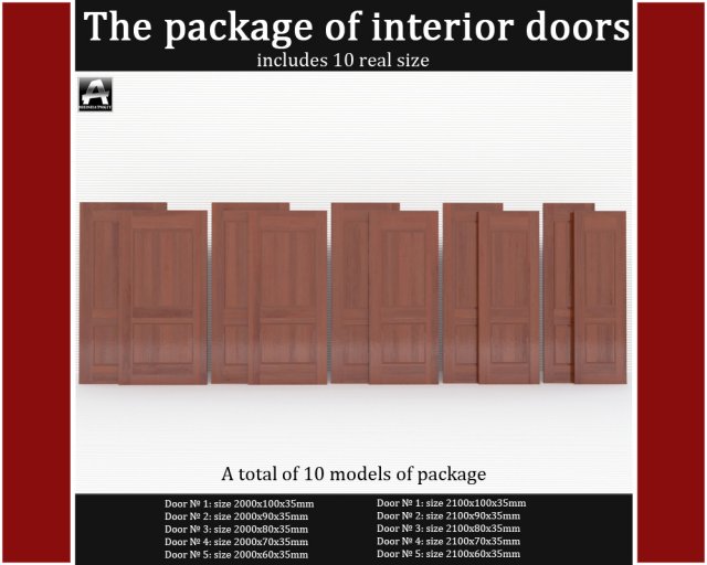 the package of classic interior doors 3D 모델 .c4d .max .obj .3ds .fbx .stl .blend 