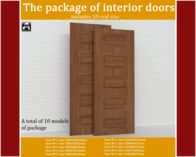 the package of interior doors Model 3D .c4d .max .obj .3ds .fbx .stl .blend 