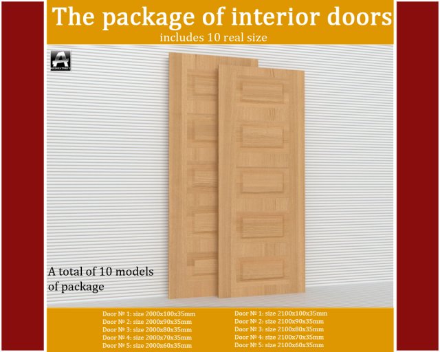the package of  interior doors 3Dモデル .c4d .max .obj .3ds .fbx .stl .blend 