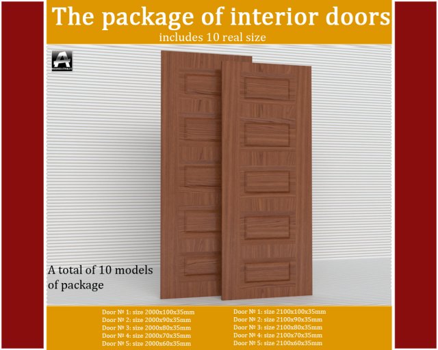 the package of interior doors 3D Model .c4d .max .obj .3ds .fbx .stl .blend 