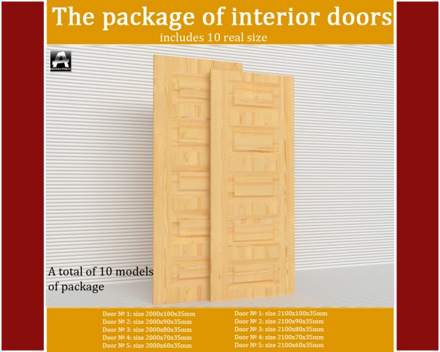 the package of interior doors 3D Model .c4d .max .obj .3ds .fbx .stl .blend 