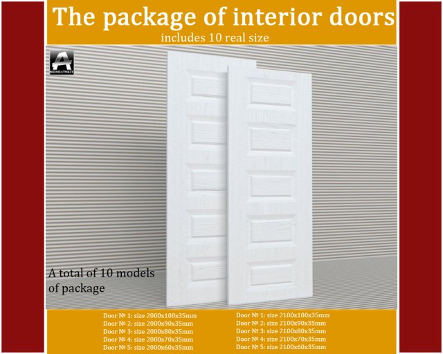 the package of interior doors 3Dモデル .c4d .max .obj .3ds .fbx .stl .blend 