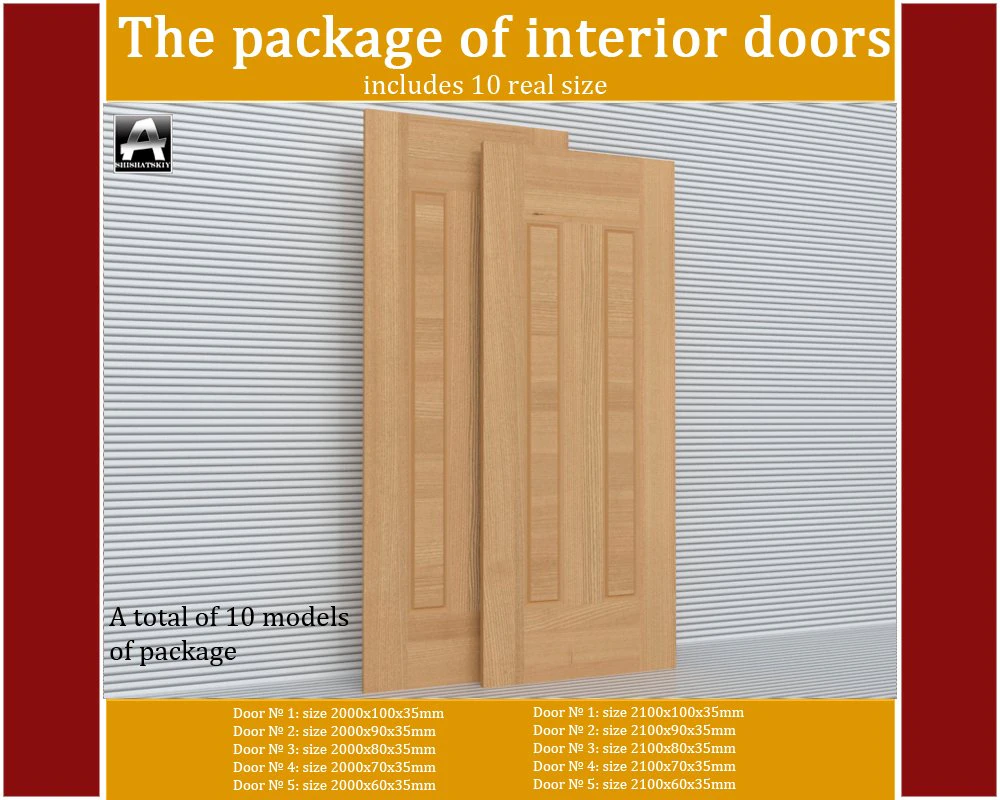the package of classic interior doors 3D Model .c4d .max .obj .3ds .fbx .stl .blend 