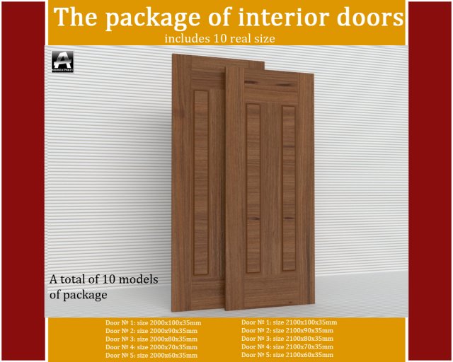 the package of interior doors Model 3D .c4d .max .obj .3ds .fbx .stl .blend 