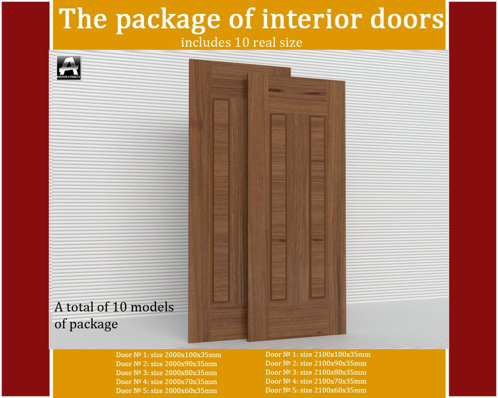 the package of interior doors 3D Model .c4d .max .obj .3ds .fbx .stl .blend