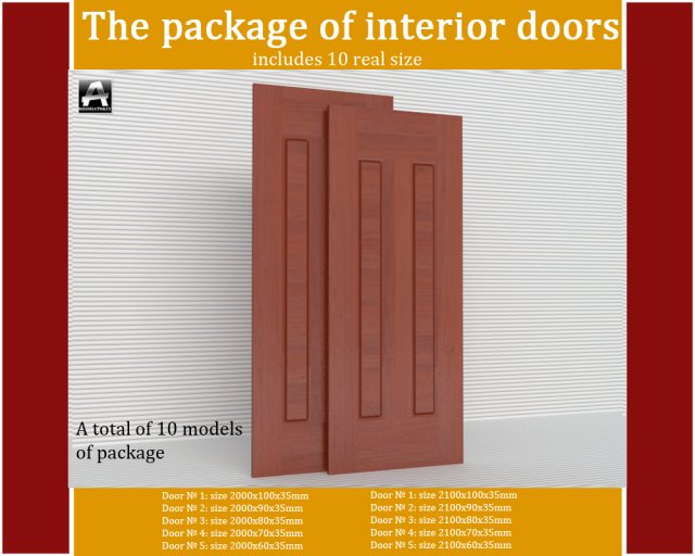 the package of interior doors Model 3D .c4d .max .obj .3ds .fbx .stl .blend 