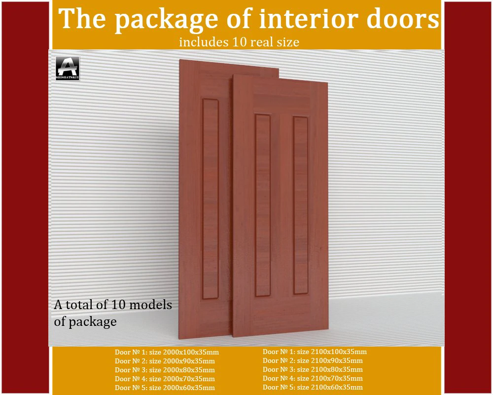 the package of interior doors 3D Model .c4d .max .obj .3ds .fbx .stl .blend 