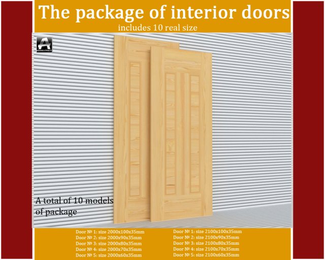 the package of interior doors 3D Modell .c4d .max .obj .3ds .fbx .stl .blend