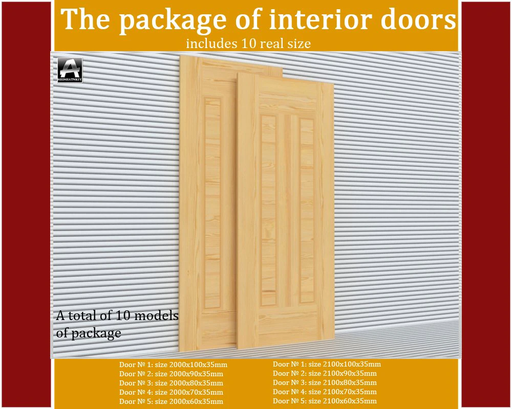the package of interior doors 3D Model .c4d .max .obj .3ds .fbx .stl .blend 