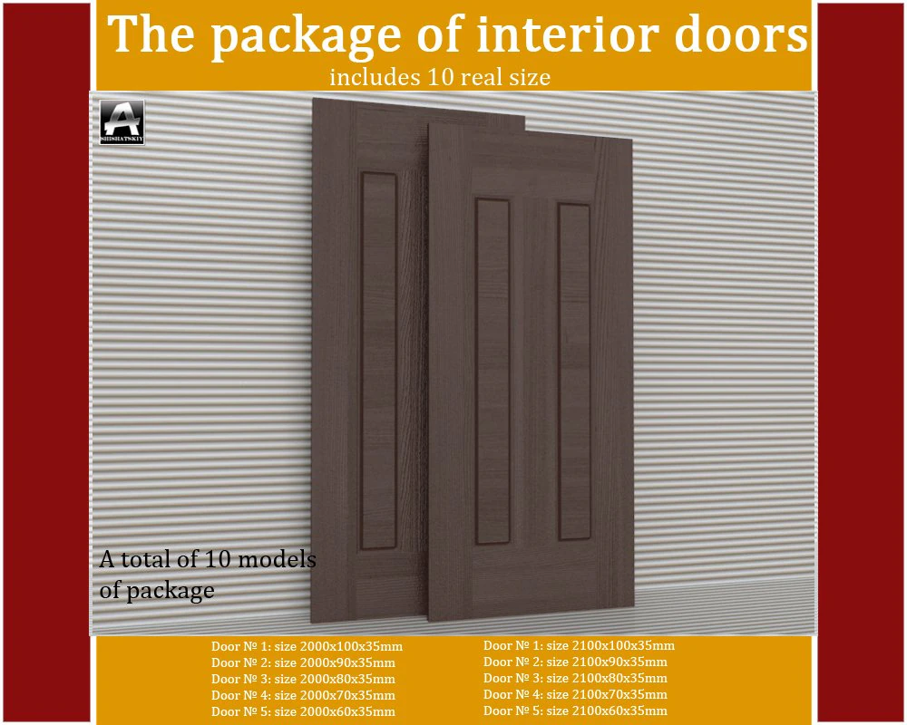 the package of interior doors 3D Model .c4d .max .obj .3ds .fbx .stl .blend 