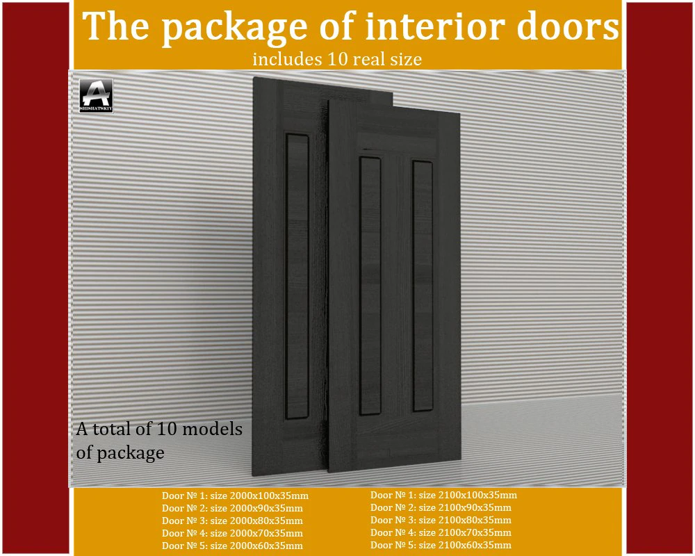 the package of interior doors 3D Model .c4d .max .obj .3ds .fbx .stl .blend 