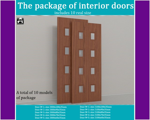 the package of  interior doors 3D Model .c4d .max .obj .3ds .fbx .stl .blend 