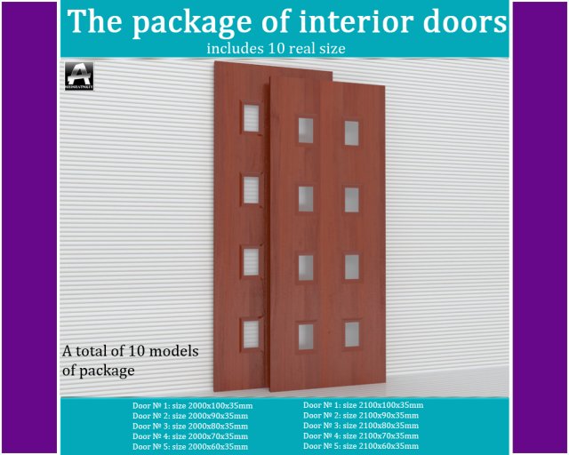 the package of interior doors 3D Model .c4d .max .obj .3ds .fbx .stl .blend