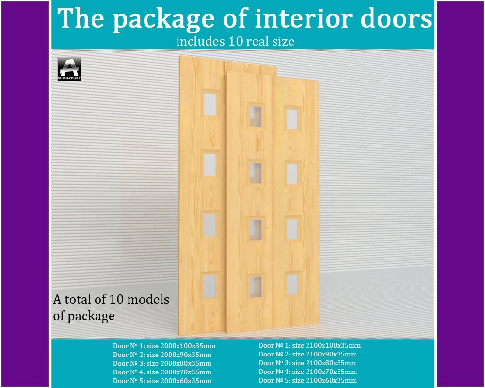 the package of  interior doors 3D Model .c4d .max .obj .3ds .fbx .stl .blend 