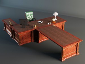 the classic desk in the office 3D Model