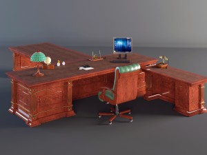 the classic desk in the office 3D Модель