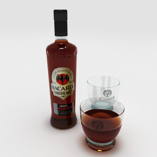 bottle bacardi Modelo 3D .c4d .max .obj .3ds .fbx .stl .blend 